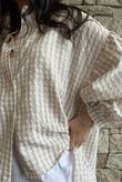 Ginny Gingham Balloon Sleeve Blouse Latte